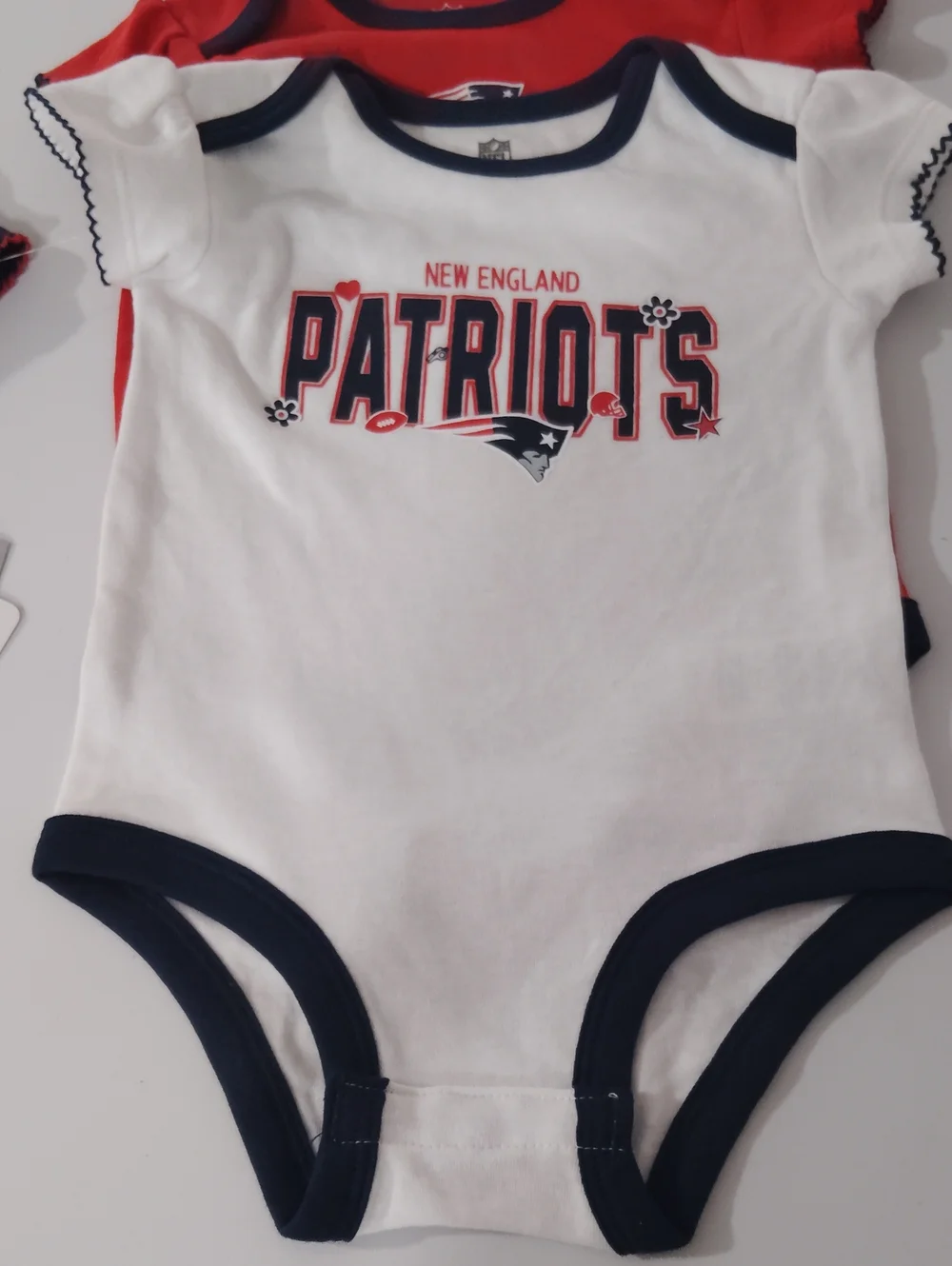 NFL New England Patriots Navy Red White  Baby Girl  Bodysuit 3-Pack 3-6 M